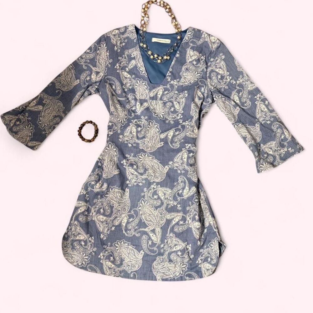 Women's Boho Chic Paisley Blue Dress